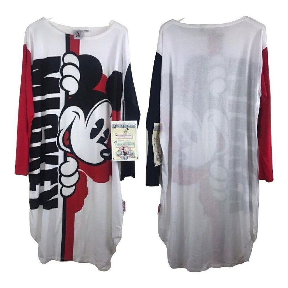 Vintage Mickey Mouse Pajamas Walt Disney J.G Hook Nightgown 1987 one Size Logo